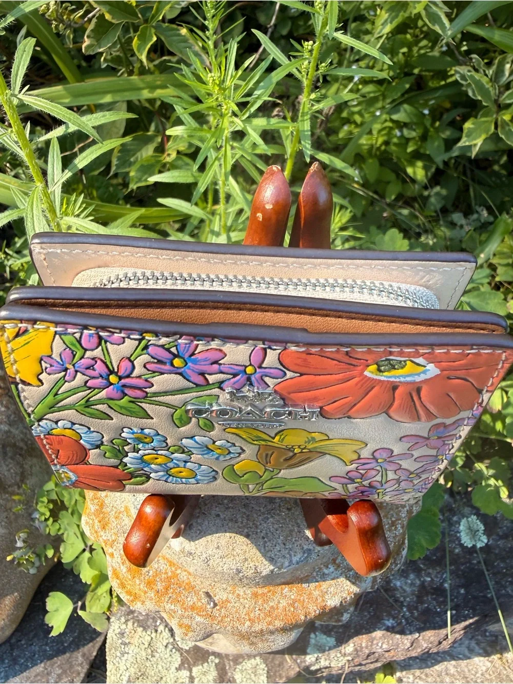 Coach Floral Leather Snap Wallet CR796
